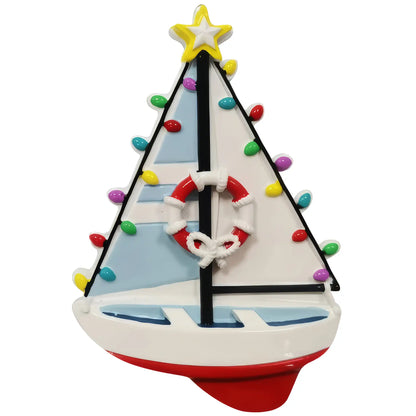 Sailboat Christmas Ornament - Lights