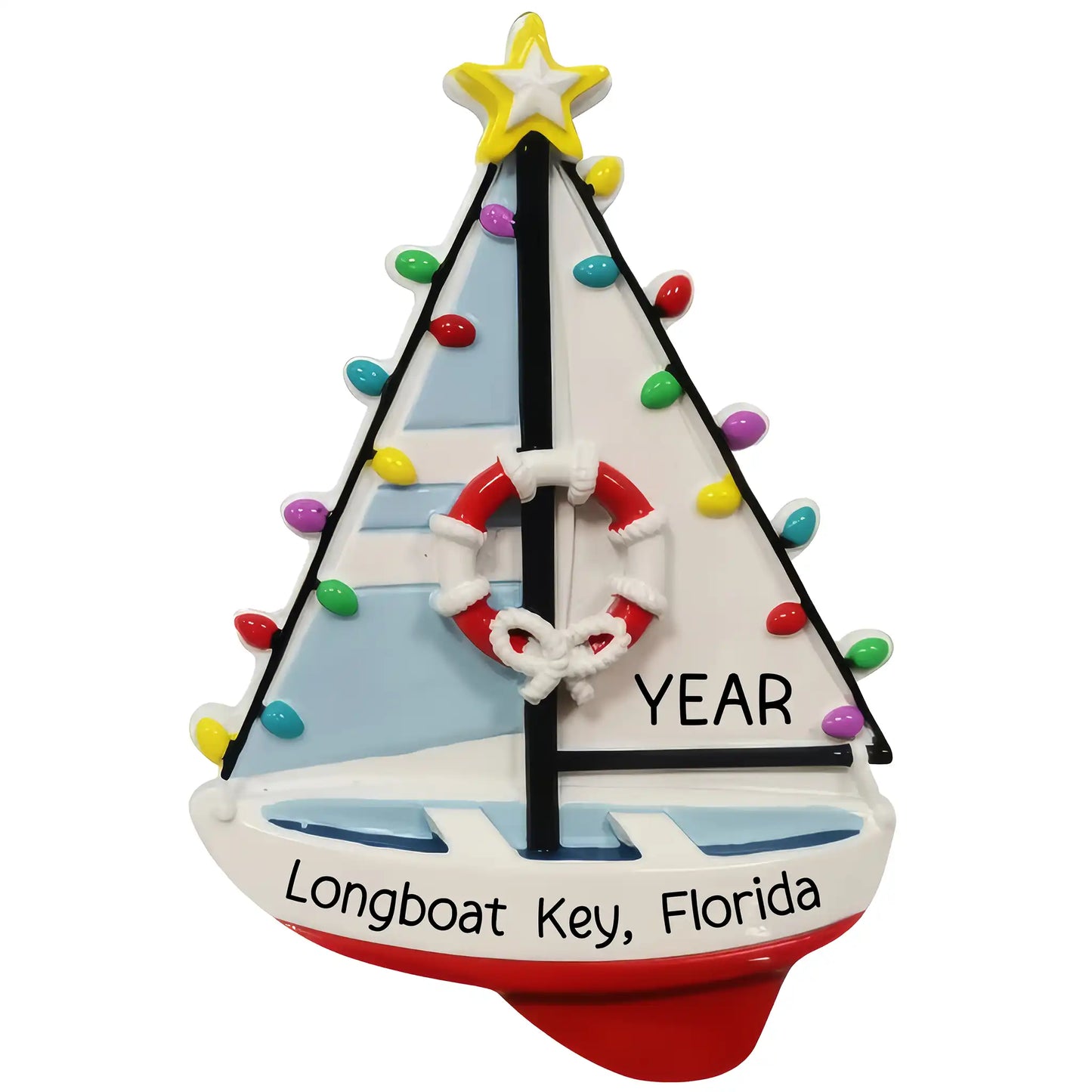 Sailboat Christmas Ornament - Lights