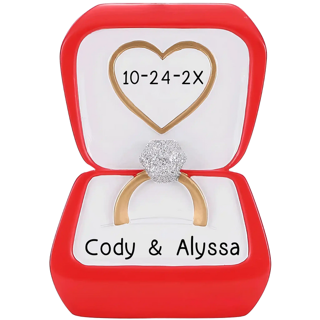 Personalized Engagement Ring Ornament Couples Keepsake elegant engagement ornament marking special moment