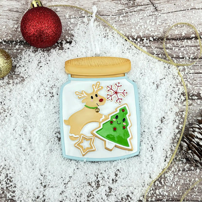 Adorno navideño de pareja en forma de tarro de galletas