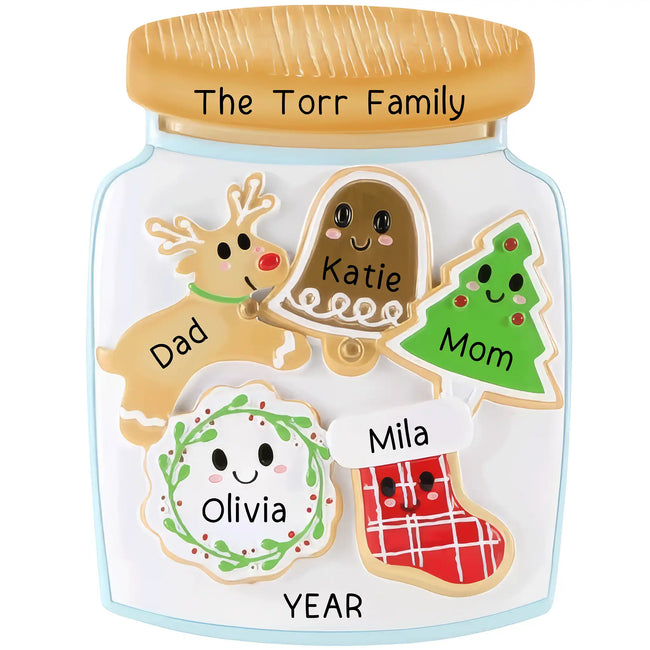 Personalized Cookie Family 5 Christmas Ornament custom family cookie design keepsake