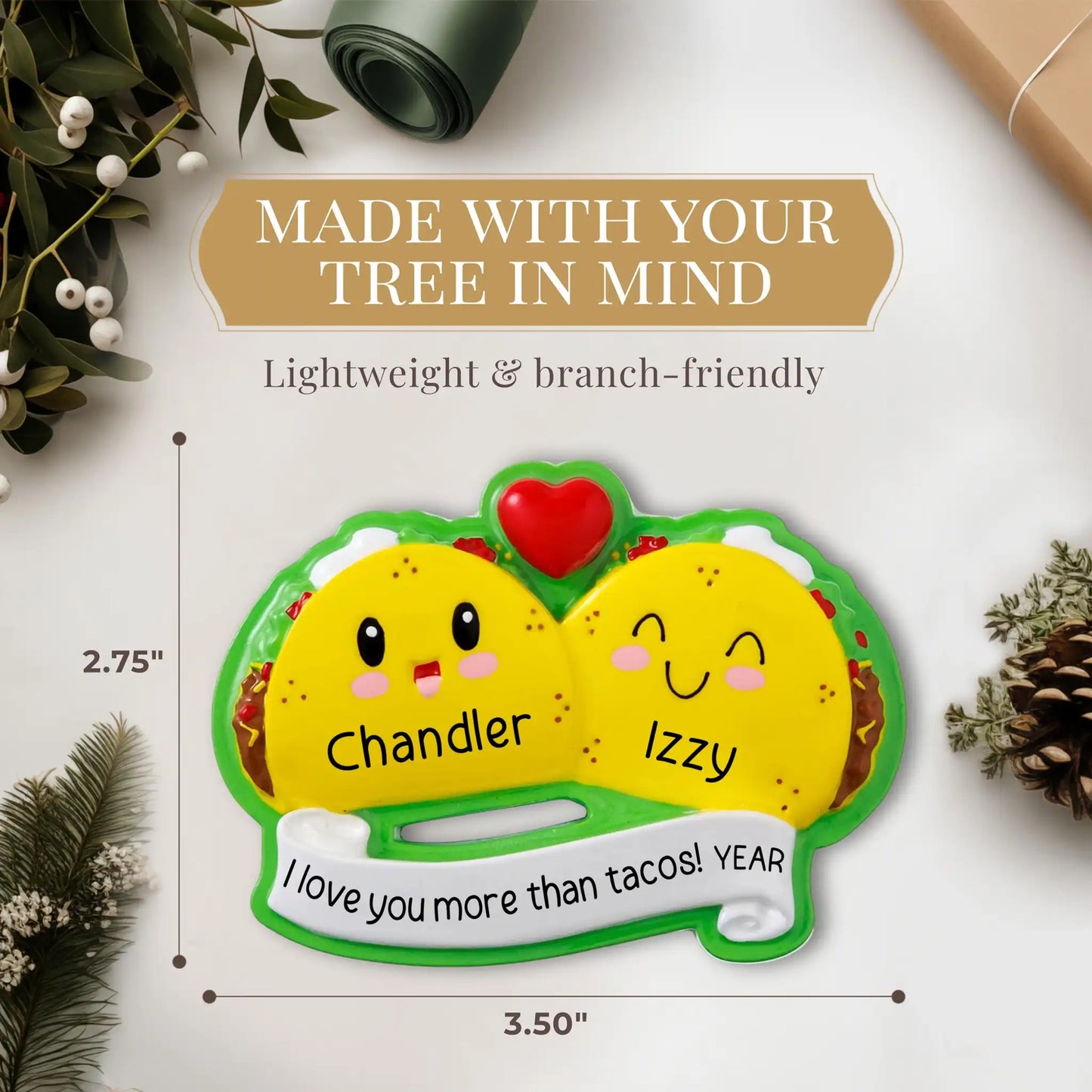 Taco Family of 2 Christmas Ornament