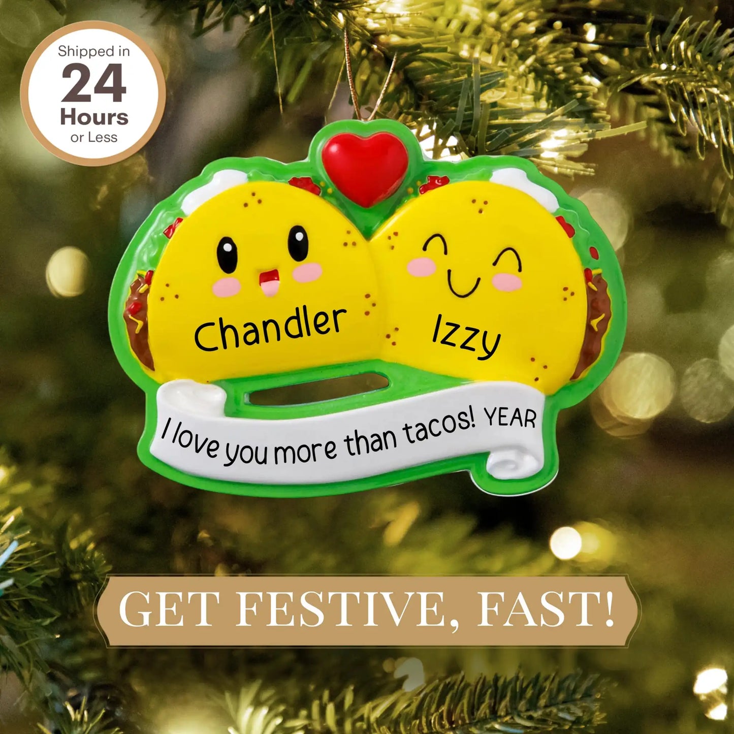 Taco Family of 2 Christmas Ornament