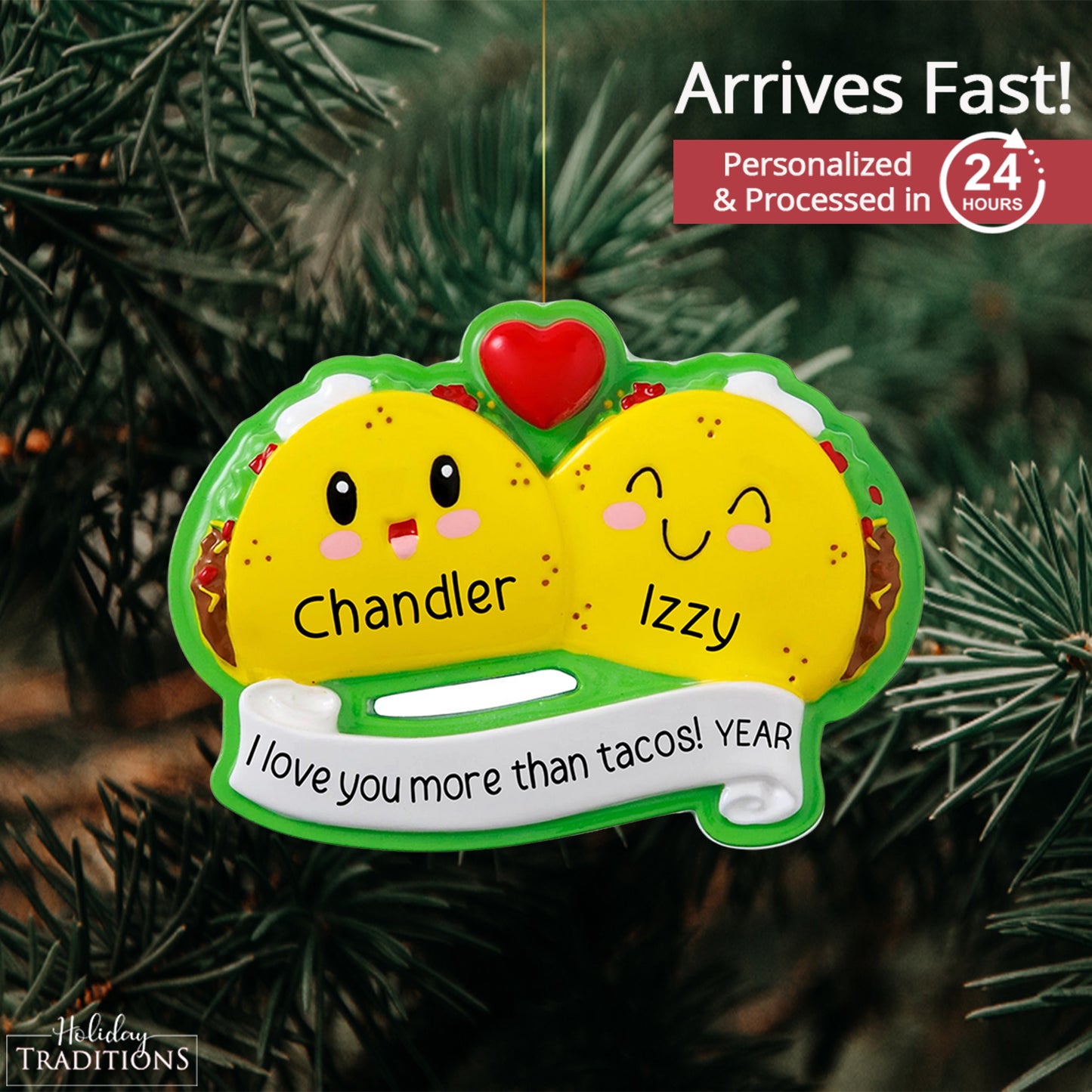 Taco Family of 2 Christmas Ornament