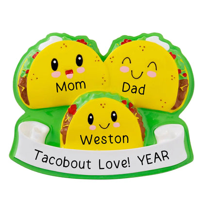 Taco Family of 3 Personalized Ornament