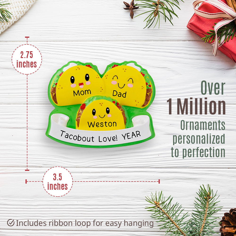 Taco Family of 3 Personalized Ornament