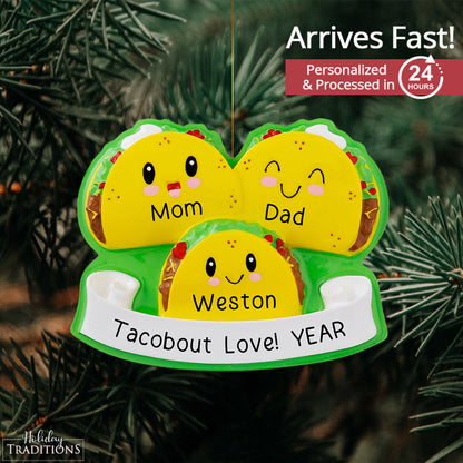 Taco Family of 3 Personalized Ornament