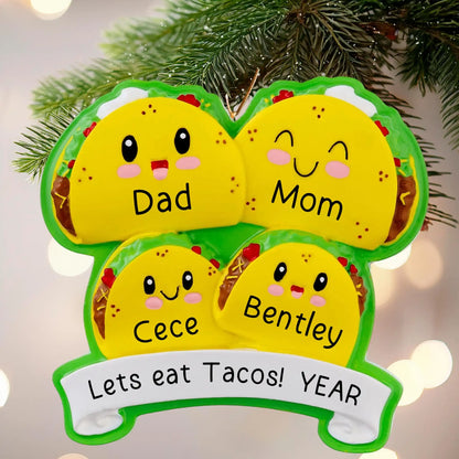 Adorno navideño de la familia Taco de 4