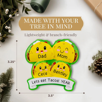 Adorno navideño de la familia Taco de 4