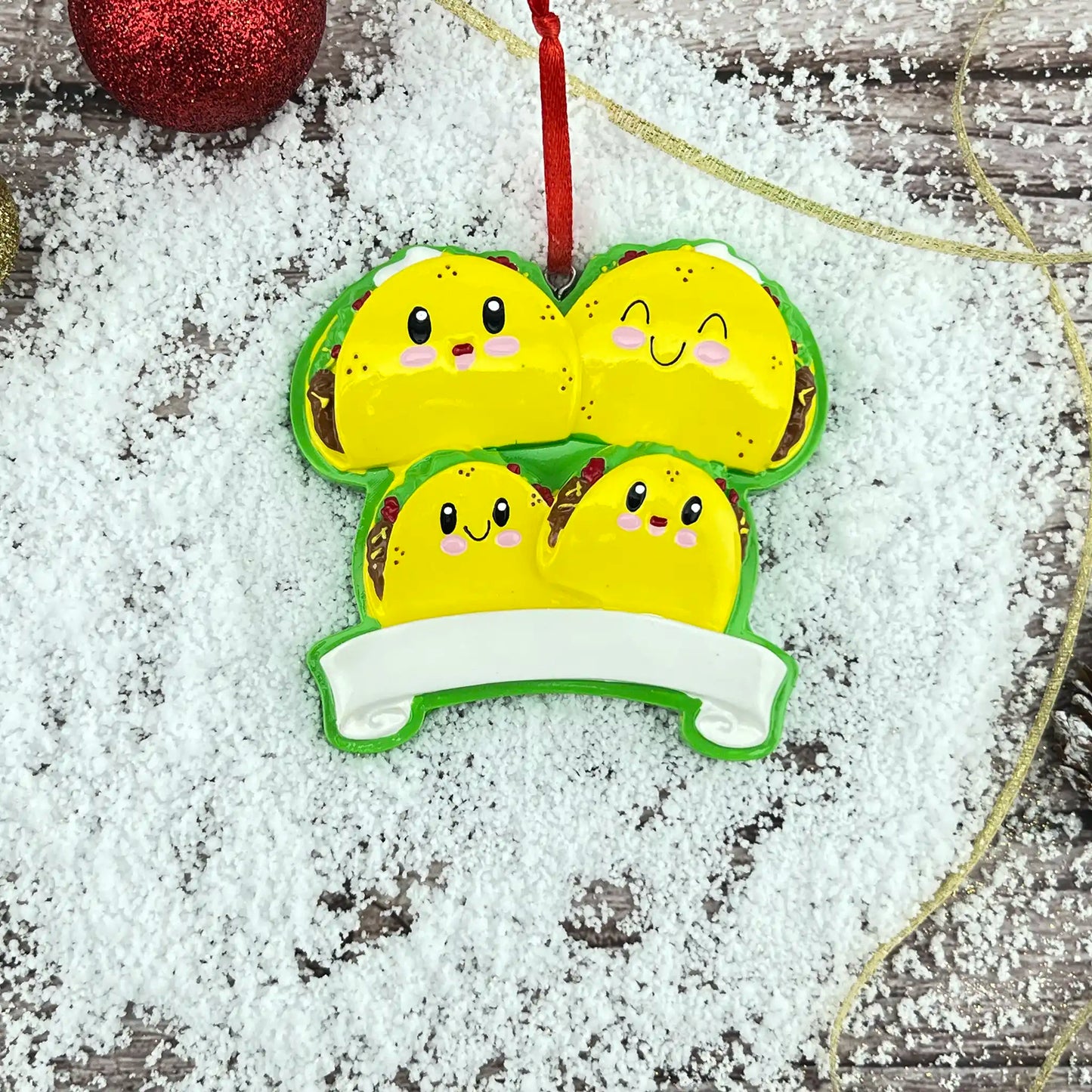 Adorno navideño de la familia Taco de 4