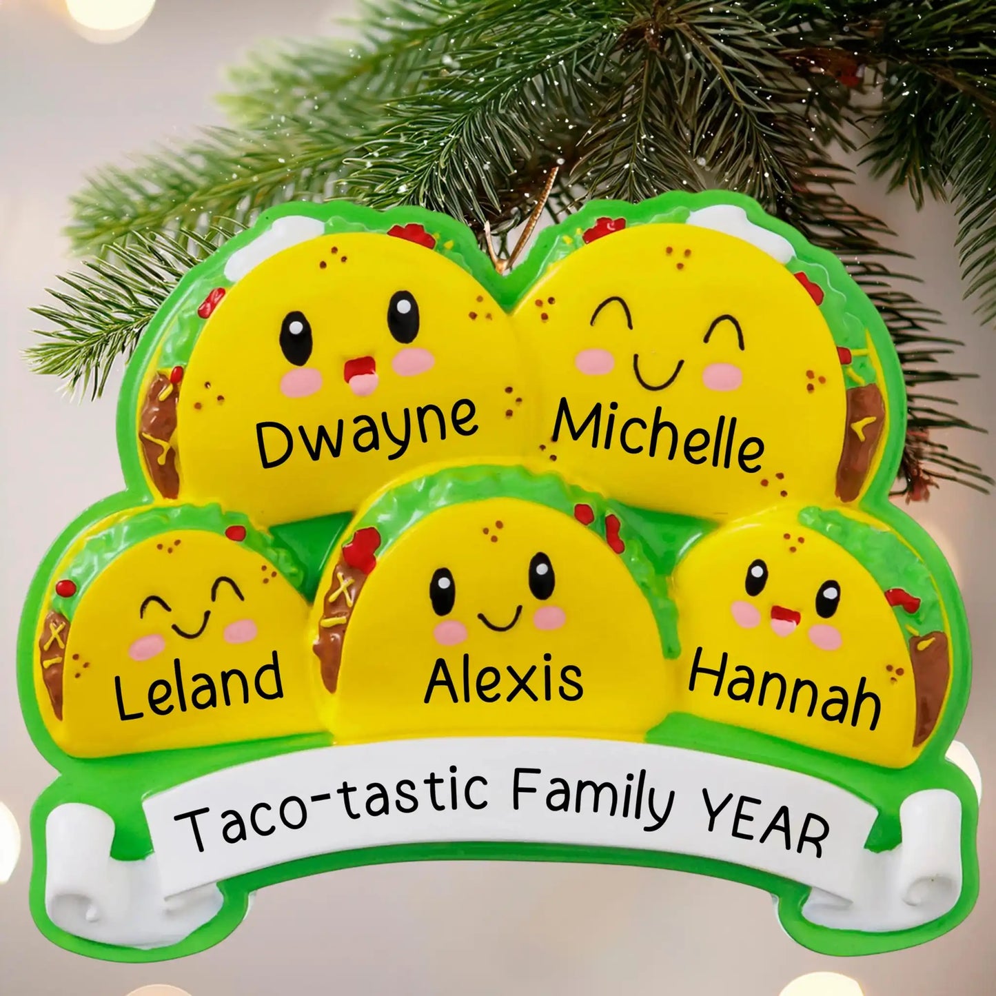 Adorno personalizado de la familia Taco de 5 