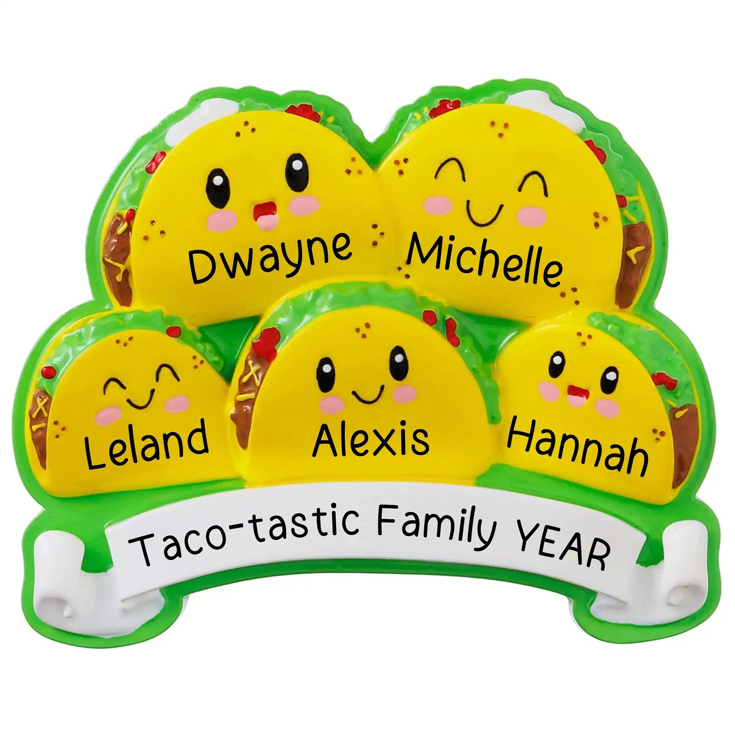 Taco Family of 5 Christmas Ornament