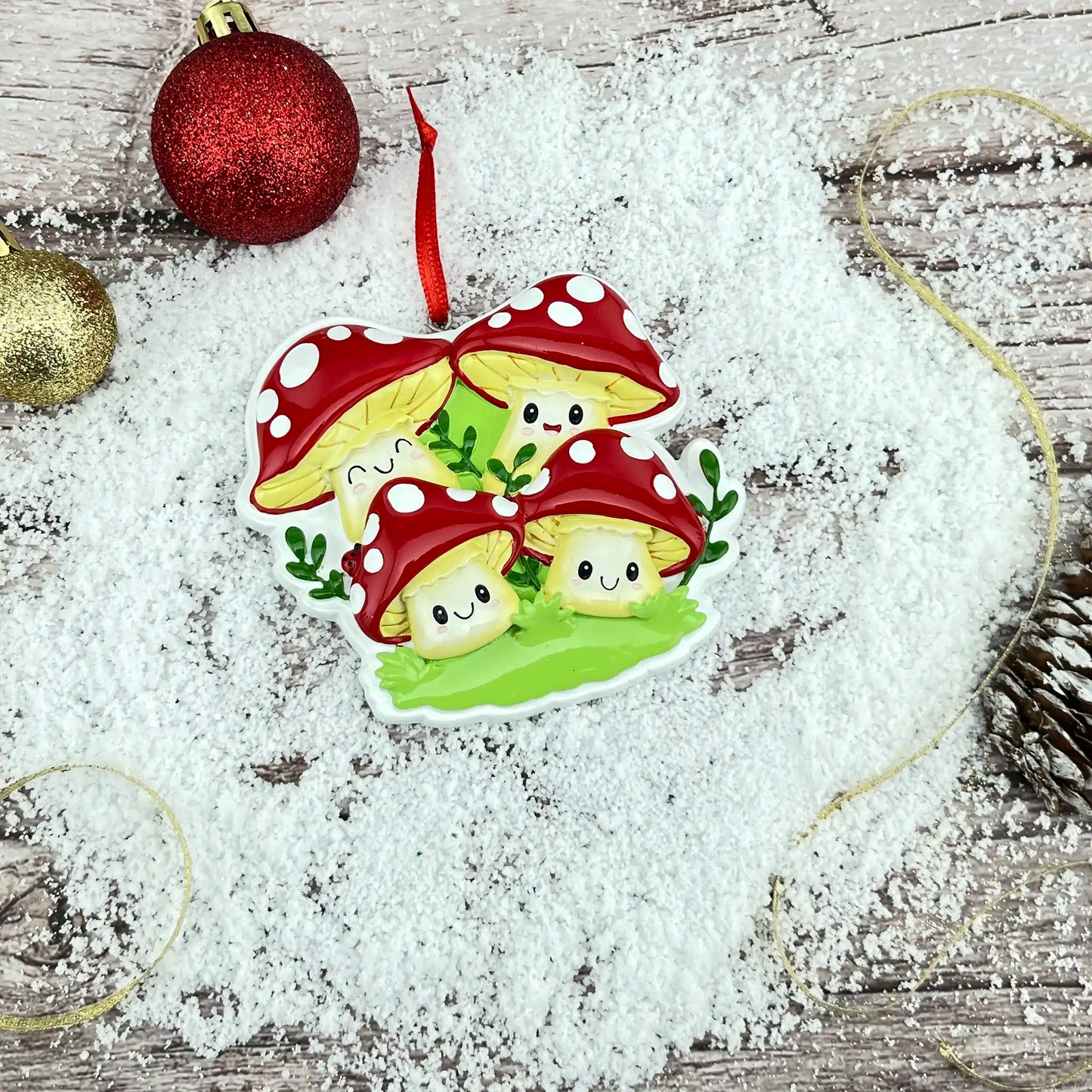 Mushroom Family of 4 Christmas Ornament