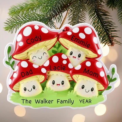 Mushroom Family of 5 Christmas Ornament
