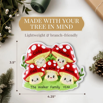 Mushroom Family of 5 Christmas Ornament