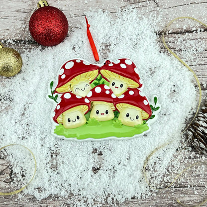 Mushroom Family of 5 Christmas Ornament