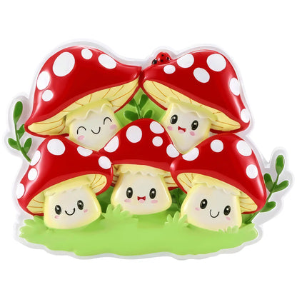 Mushroom Family of 5 Christmas Ornament