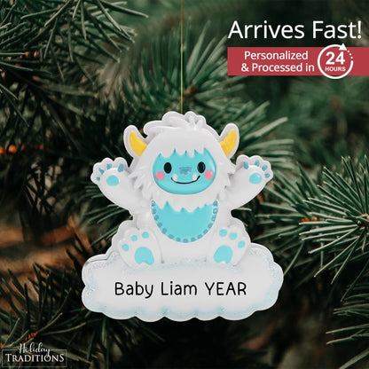 Baby Boy Yeti Christmas Ornament