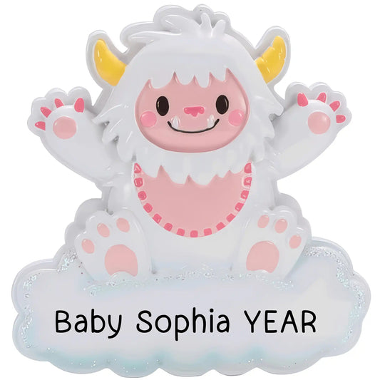 Pink Baby Girl Yeti Christmas Ornament