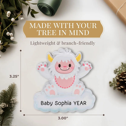 Adorno navideño de yeti de niña rosa