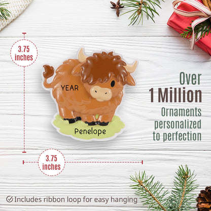 Highland Cow Christmas Ornament