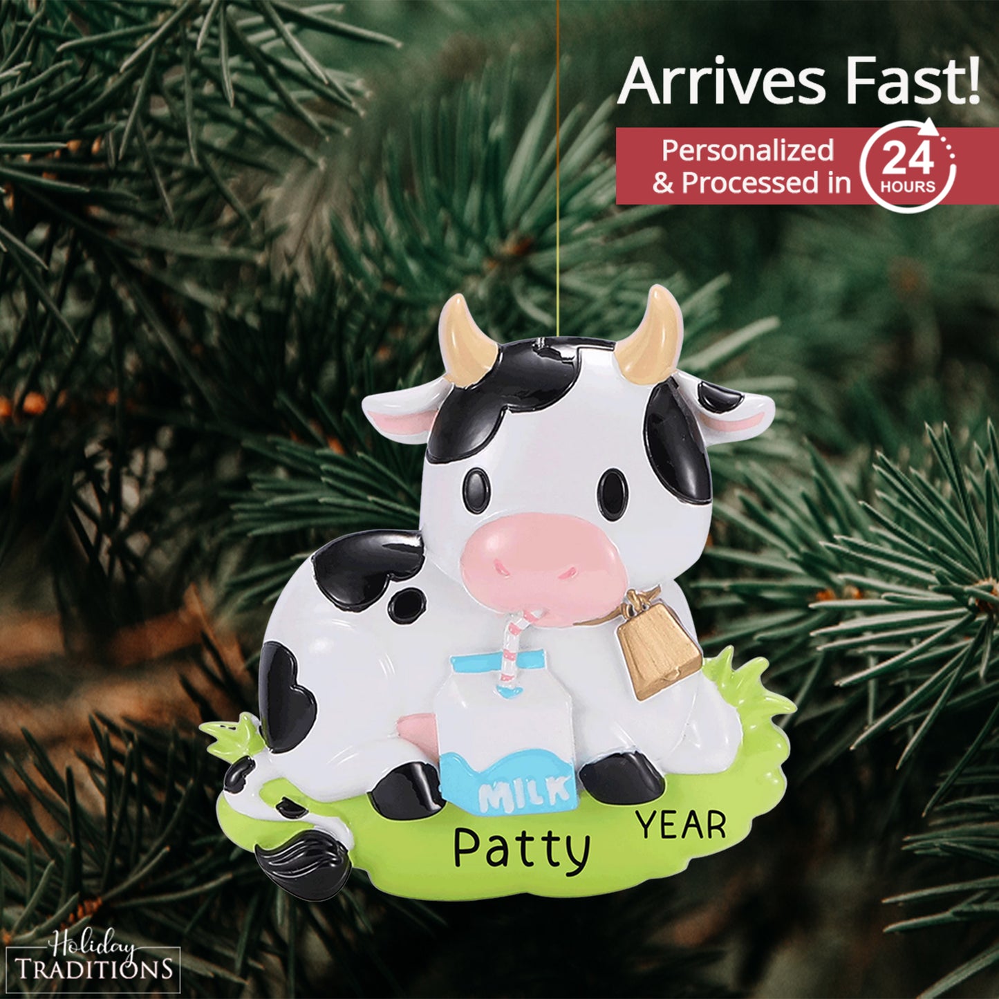 Dairy Cow Christmas Ornament