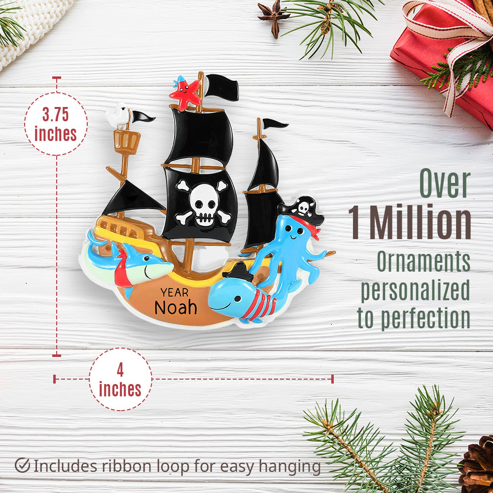 Pirate Ship Fun Christmas Ornament