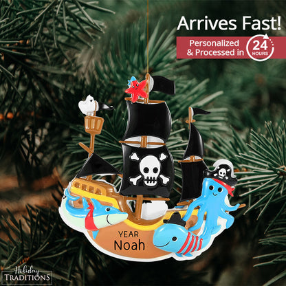 Pirate Ship Fun Christmas Ornament