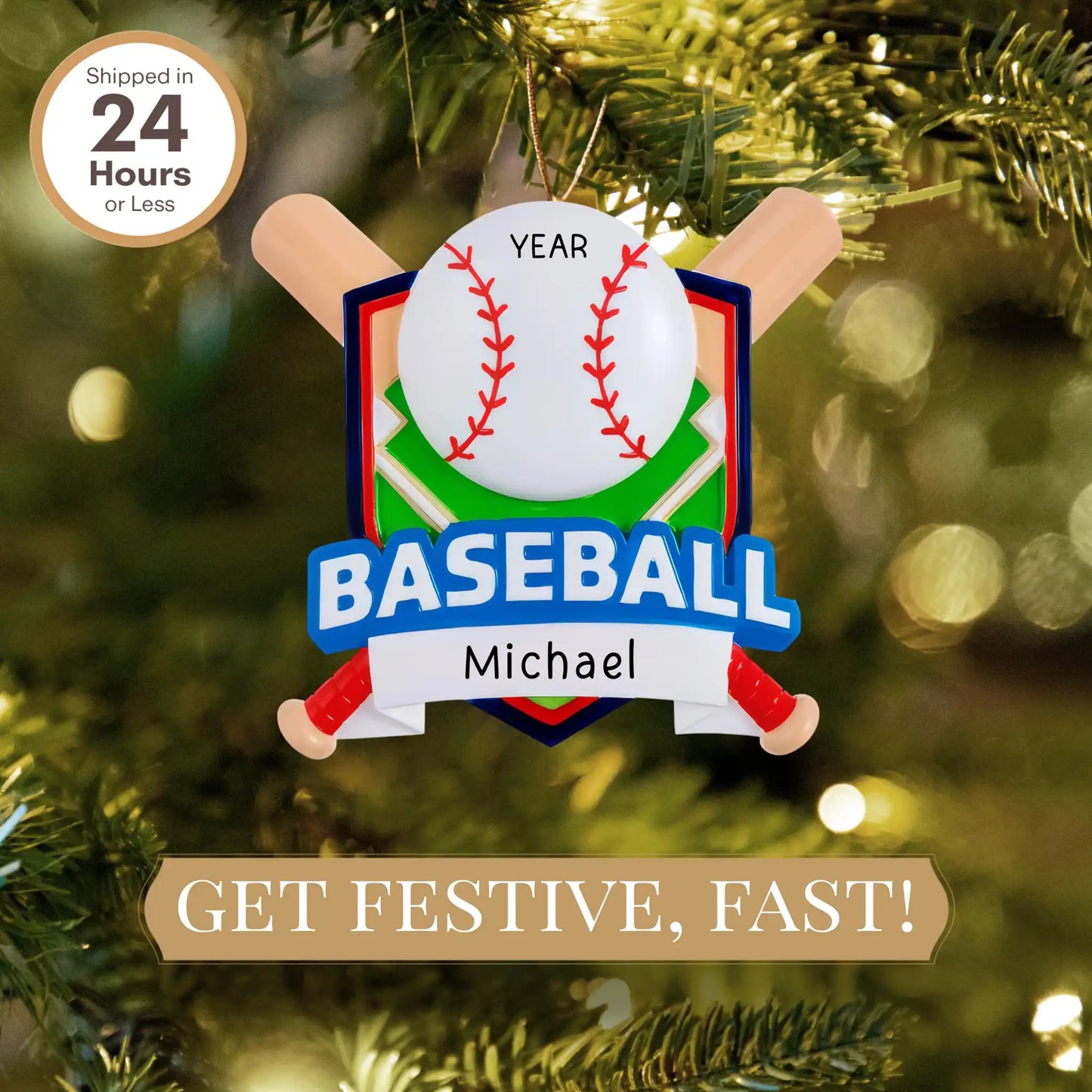 Baseball Collage Christmas Ornament