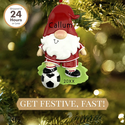 Adorno personalizado de gnomo jugador de fútbol