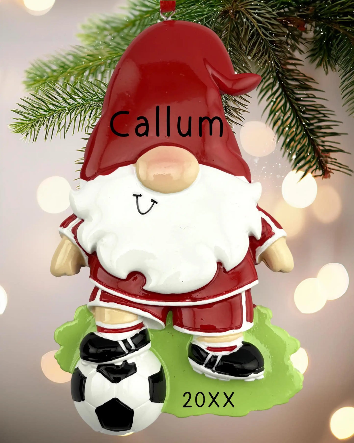 Adorno personalizado de gnomo jugador de fútbol