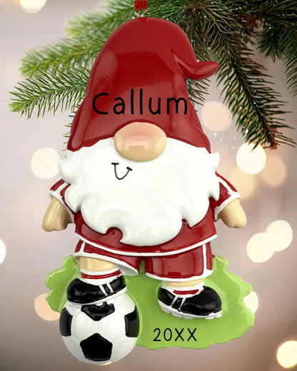 Adorno personalizado de gnomo jugador de fútbol