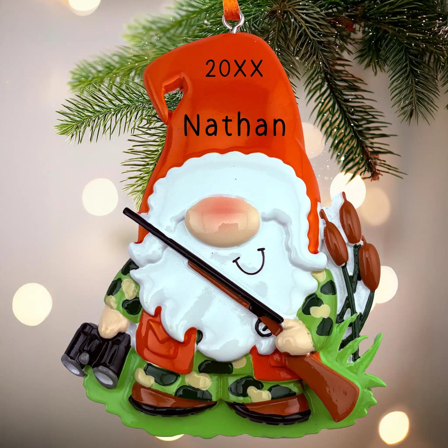 Hunting Gnome Personalized Ornament