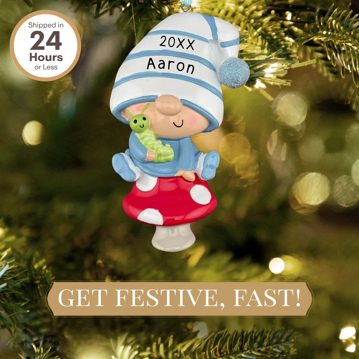 Adorno personalizado de gnomo bebé niño