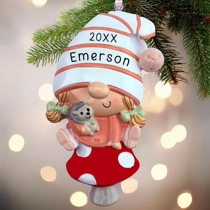 Adorno personalizado de gnomo niña