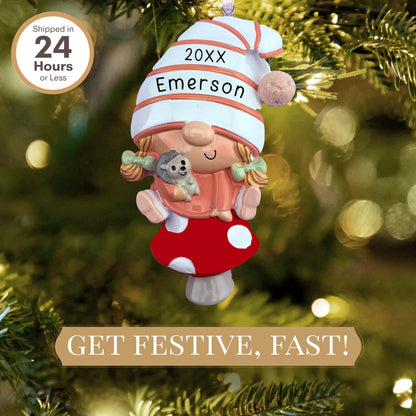 Adorno personalizado de gnomo niña