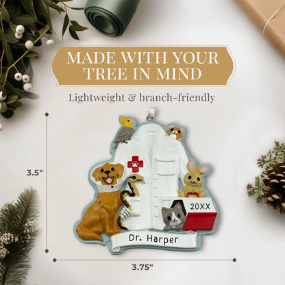 Adorno personalizado de veterinario con animales 