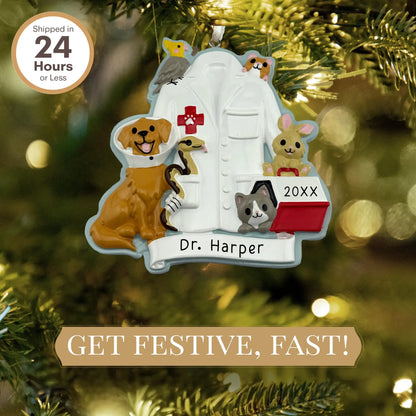 Adorno personalizado de veterinario con animales 
