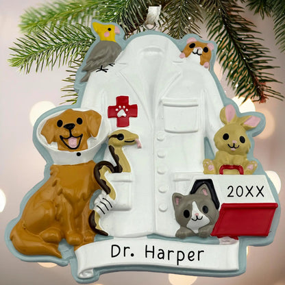 Adorno personalizado de veterinario con animales 