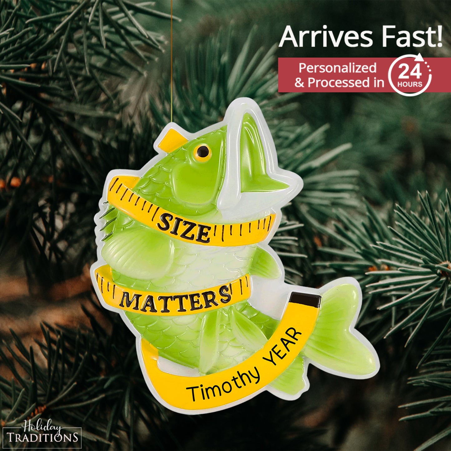 Bass Fishing Size Matters Christmas Ornament