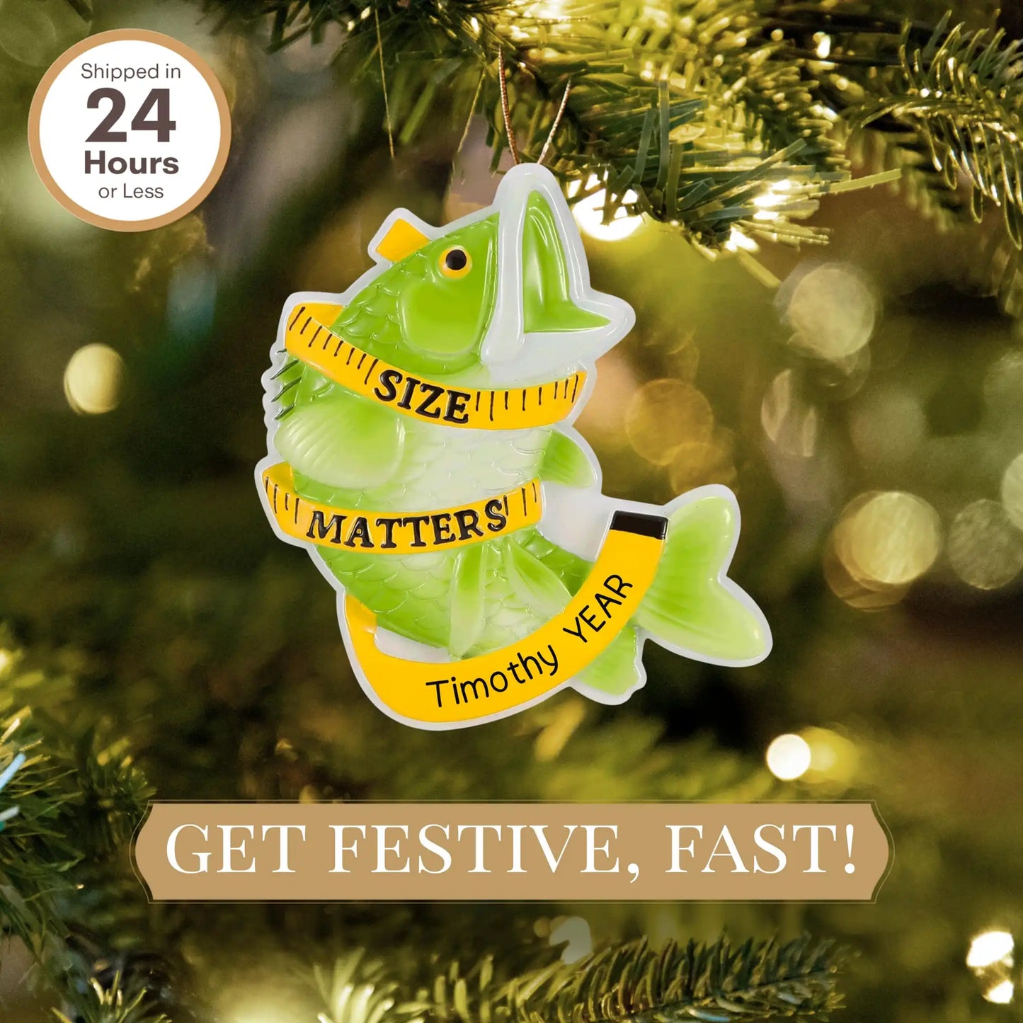 Bass Fishing Size Matters Christmas Ornament