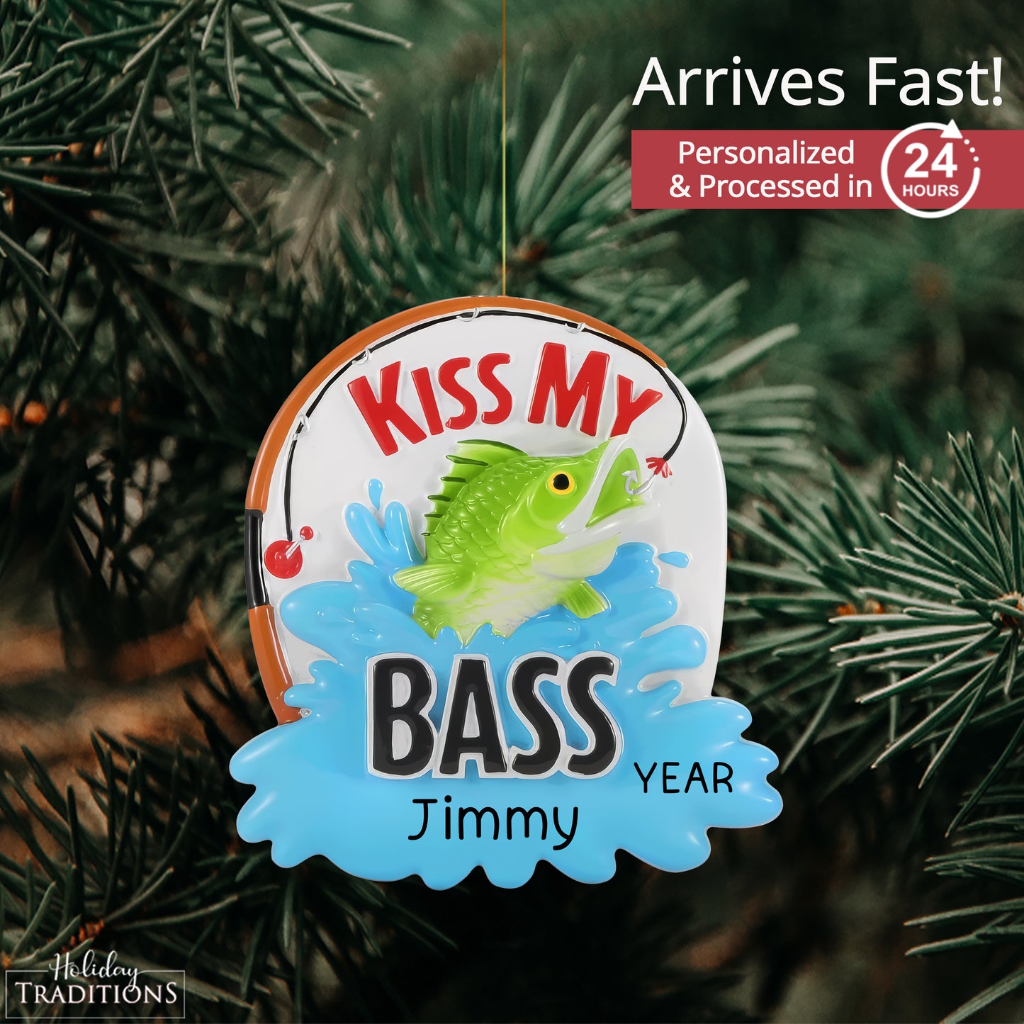 Bass Fishing Christmas Ornament