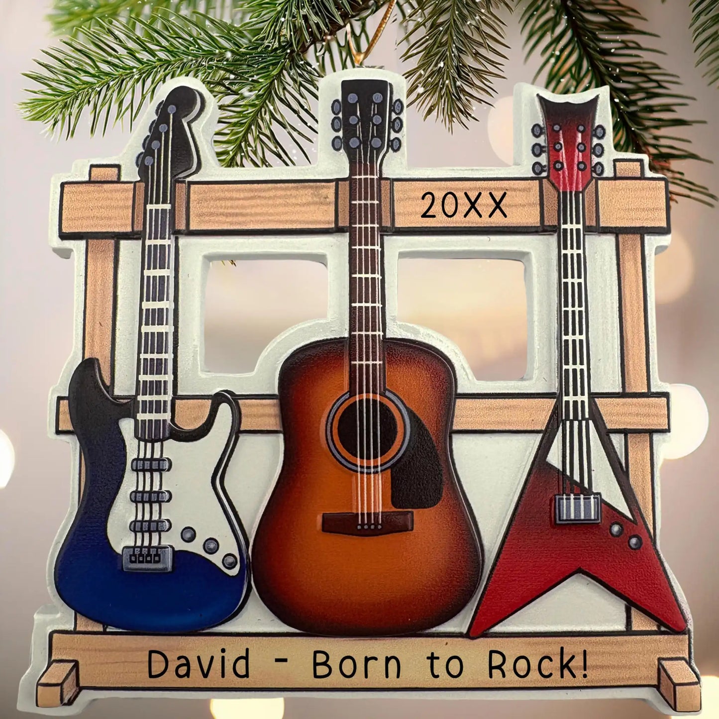 Guitar Trio Personalized Ornament - Acoustic, Electric & Bass