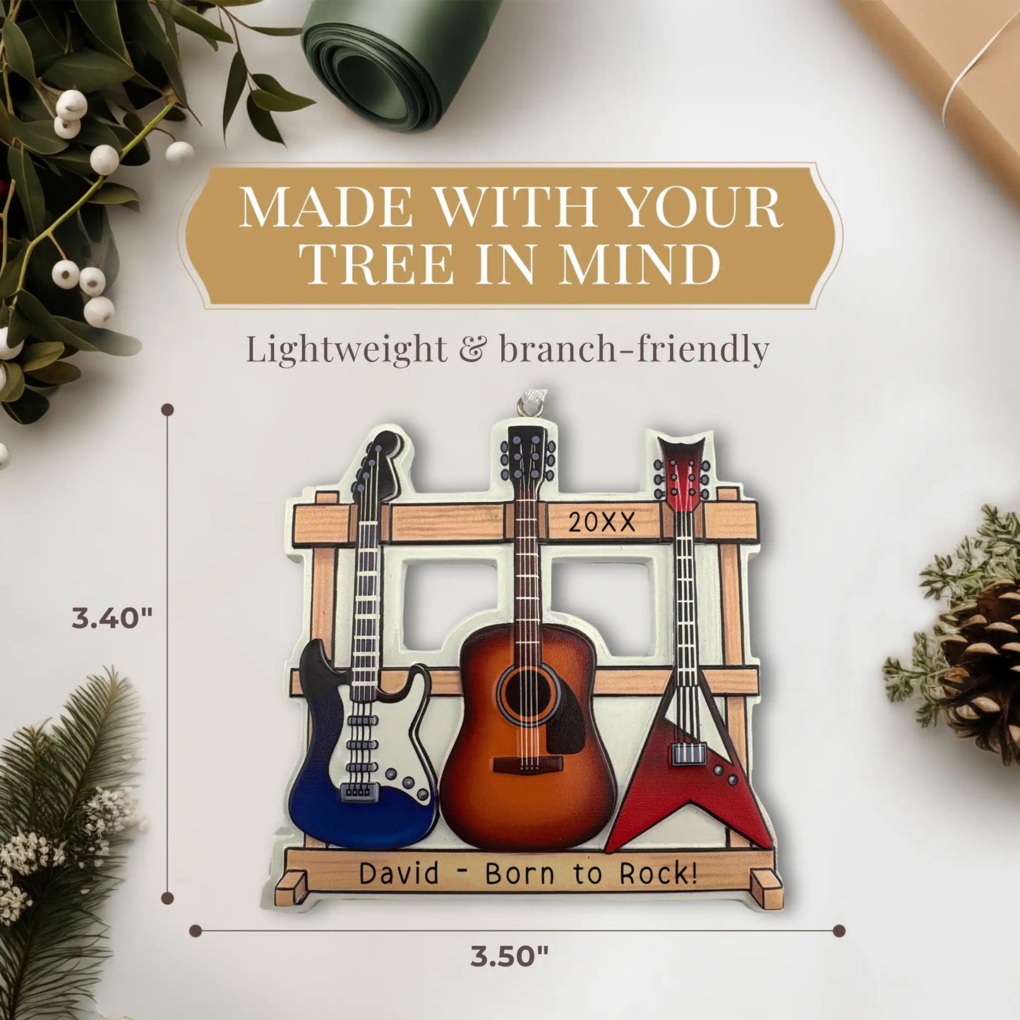 Guitar Trio Personalized Ornament - Acoustic, Electric & Bass