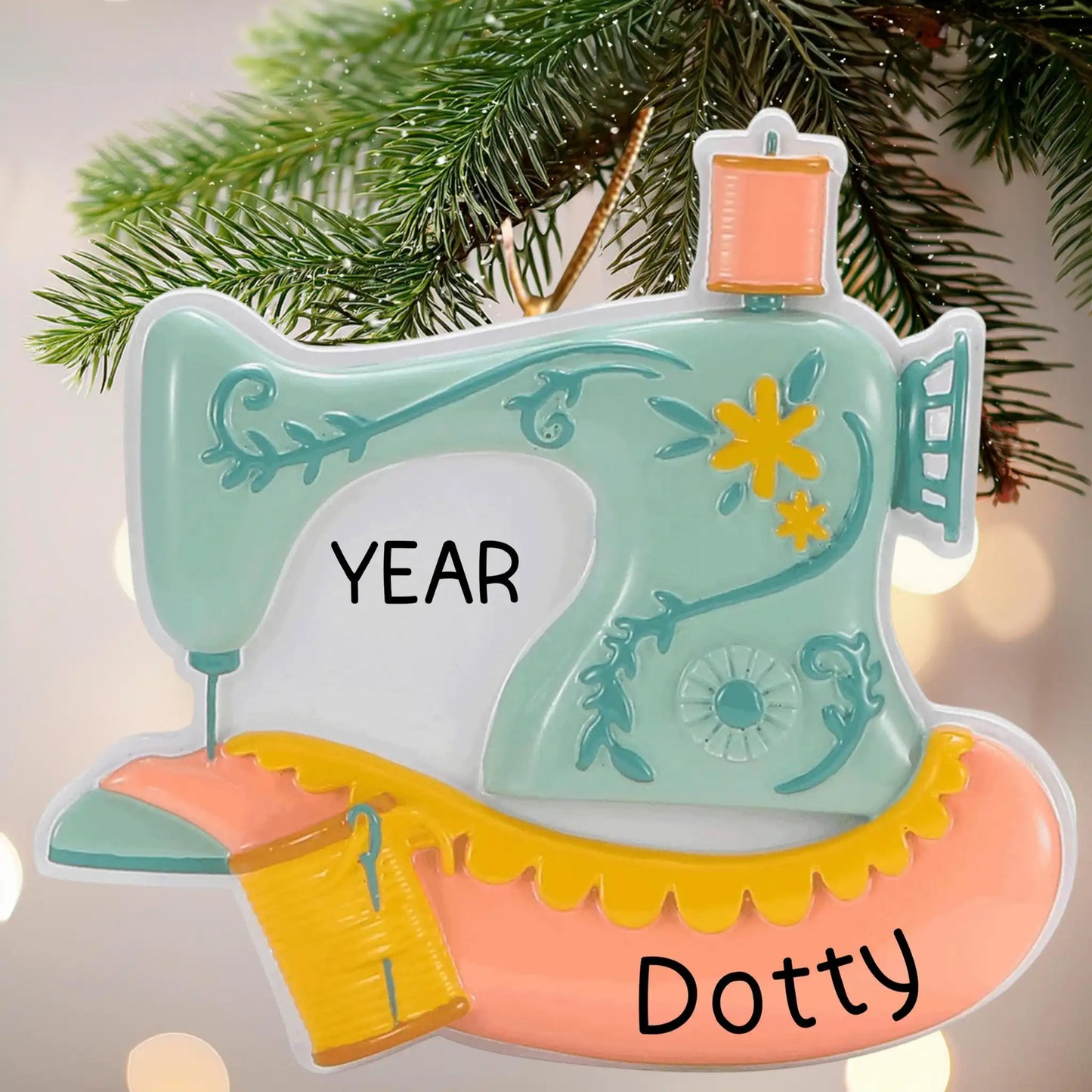 Adorno navideño de máquina de coser vintage