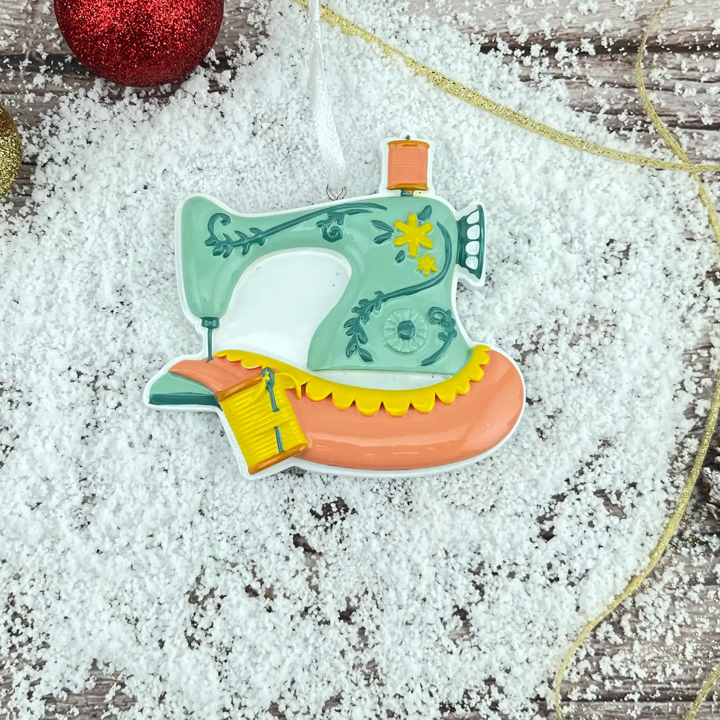 Adorno navideño de máquina de coser vintage