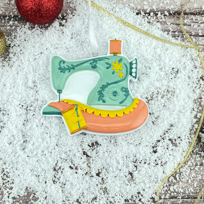 Adorno navideño de máquina de coser vintage
