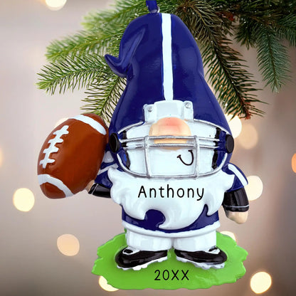 Adorno personalizado de gnomo de jugador de fútbol