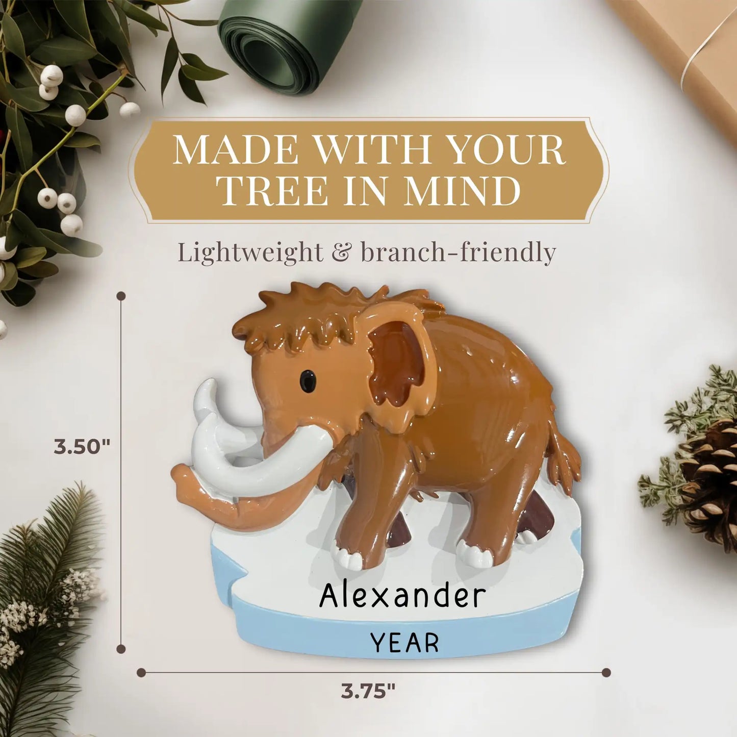 Adorno personalizado de mamut lanudo 