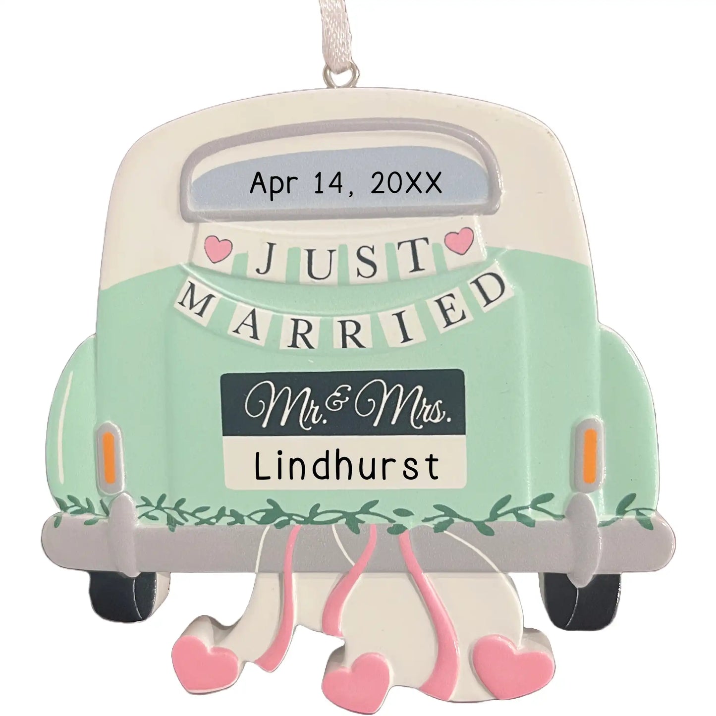 Just Married Mr. & Mrs. Wedding Christmas Ornament